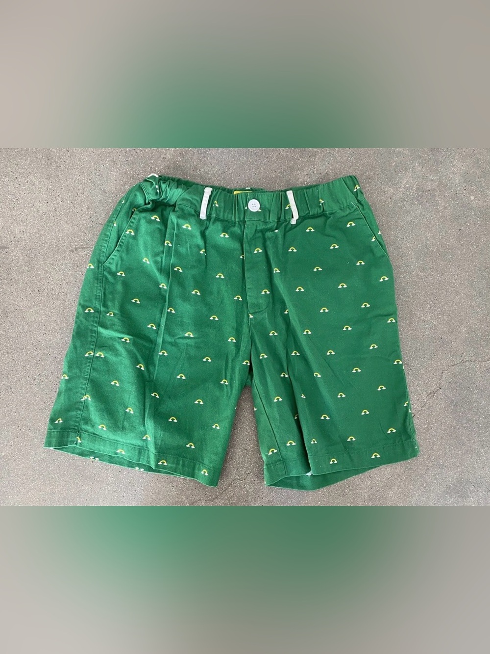 Tipsy Elves Green men’s Shorts with rainbow Embroidered Accent